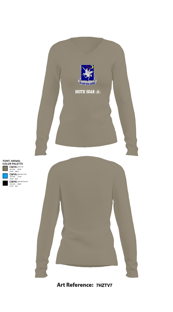 Womens Long Sleeve Vneck Shirt, 160th SOAR (A), , Teamtime, Team time, sublimation, custom sports apparel, team uniforms, spirit wear, spiritwear, sports uniforms, custom shirts, team store, custom team store, fundraiser sports, apparel fundraiser
