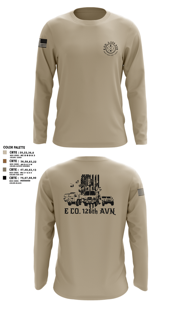 Long Sleeve Performance Shirt, B Co. 1-126AVN, Army, Teamtime, Team time, sublimation, custom sports apparel, team uniforms, spirit wear, spiritwear, sports uniforms, custom shirts, team store, custom team store, fundraiser sports, apparel fundraiser