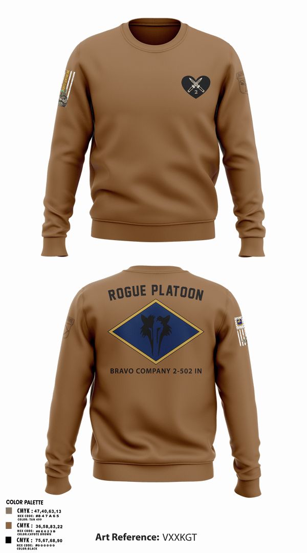 Crew Neck Sweatshirt, B. CO 2-502, Army, Teamtime, Team time, sublimation, custom sports apparel, team uniforms, spirit wear, spiritwear, sports uniforms, custom shirts, team store, custom team store, fundraiser sports, apparel fundraiser
