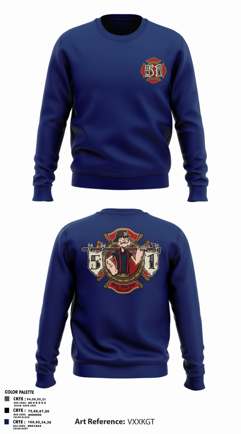 Crew Neck Sweatshirt, Station 51, Fire Department, Teamtime, Team time, sublimation, custom sports apparel, team uniforms, spirit wear, spiritwear, sports uniforms, custom shirts, team store, custom team store, fundraiser sports, apparel fundraiser