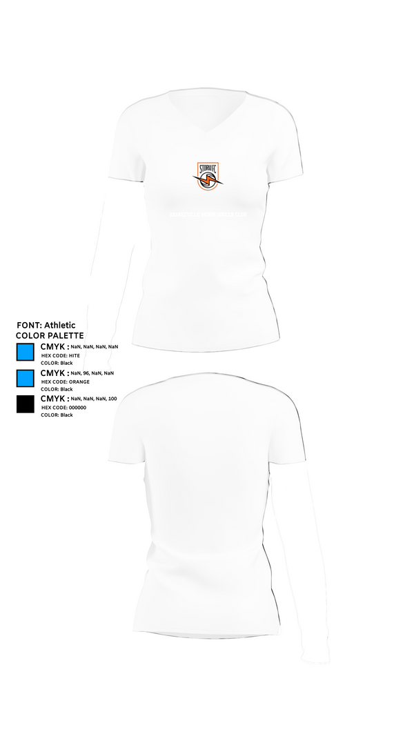 Womens Short Sleeve Vneck Shirt, Orangeville Minor Soccer Club, Men's Soccer, Teamtime, Team time, sublimation, custom sports apparel, team uniforms, spirit wear, spiritwear, sports uniforms, custom shirts, team store, custom team store, fundraiser sports, apparel fundraiser