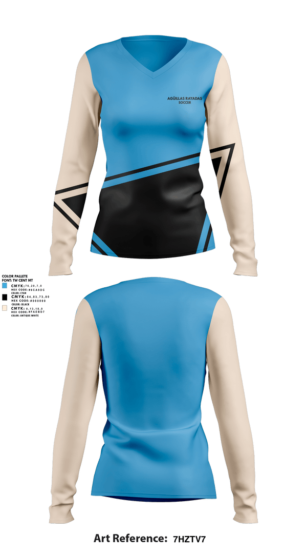 Womens Long Sleeve Vneck Shirt, Agüillas Rayadas, Men's Soccer, Teamtime, Team time, sublimation, custom sports apparel, team uniforms, spirit wear, spiritwear, sports uniforms, custom shirts, team store, custom team store, fundraiser sports, apparel fundraiser