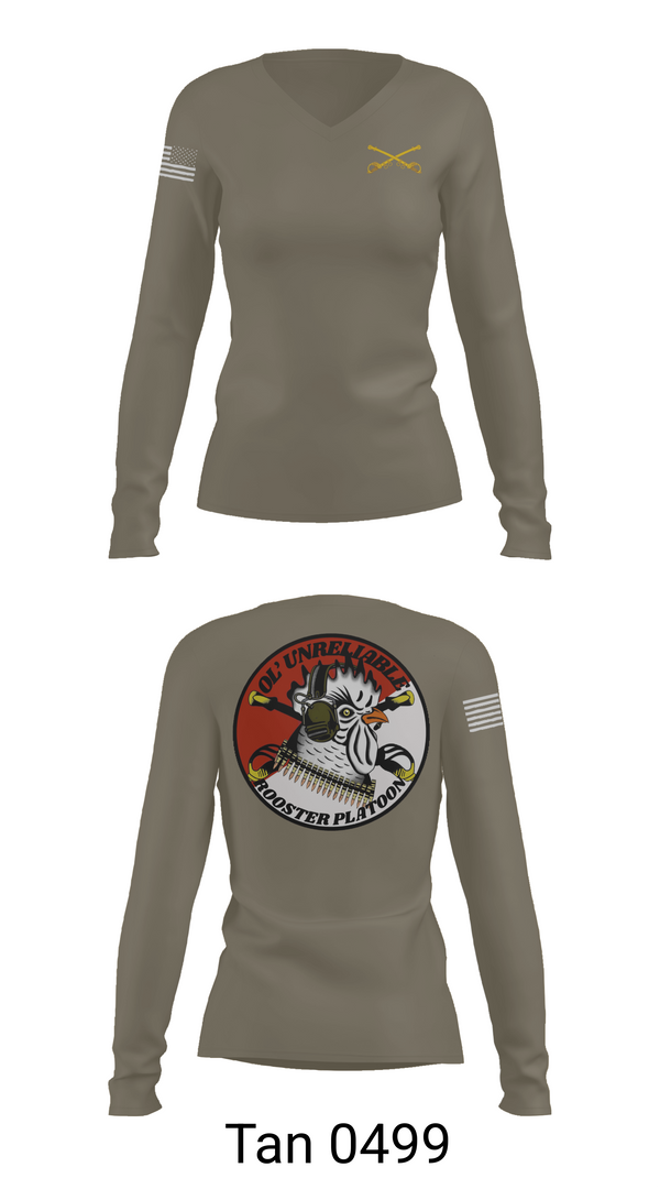 Womens Long Sleeve Vneck Shirt, , Army, Teamtime, Team time, sublimation, custom sports apparel, team uniforms, spirit wear, spiritwear, sports uniforms, custom shirts, team store, custom team store, fundraiser sports, apparel fundraiser
