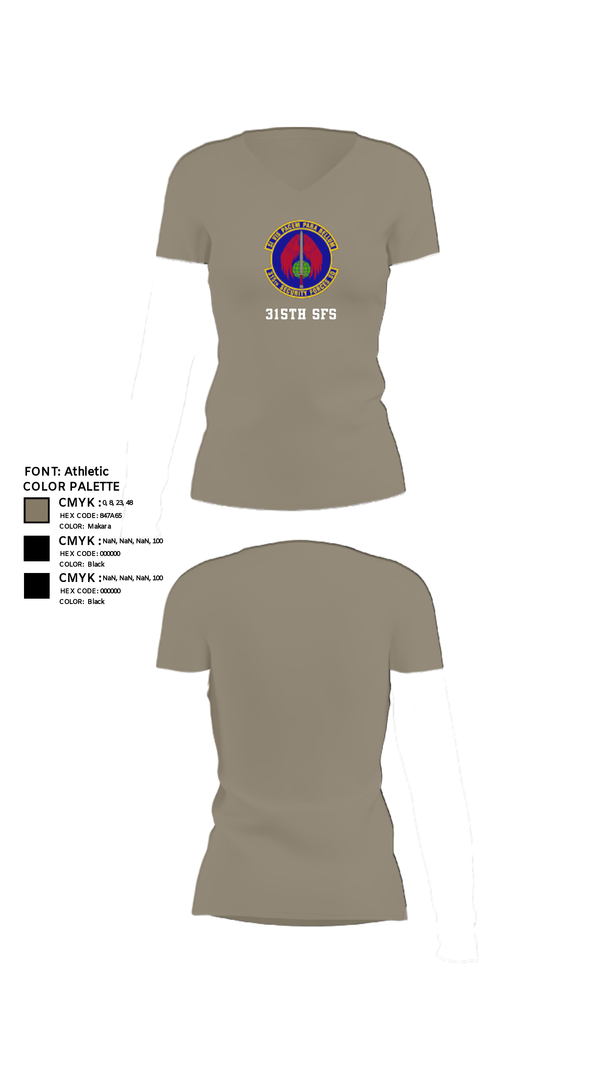 Women's Short Sleeve Vneck Shirt, 315th SFS, Air Force, Teamtime, Team time, sublimation, custom sports apparel, team uniforms, spirit wear, spiritwear, sports uniforms, custom shirts, team store, custom team store, fundraiser sports, apparel fundraiser