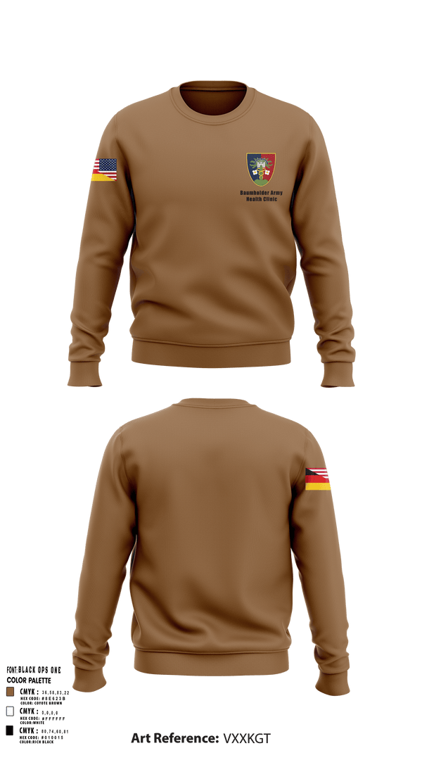 Crew Neck Sweatshirt, U.S. Army Health Clinic - Baumholder, Army, Teamtime, Team time, sublimation, custom sports apparel, team uniforms, spirit wear, spiritwear, sports uniforms, custom shirts, team store, custom team store, fundraiser sports, apparel fundraiser