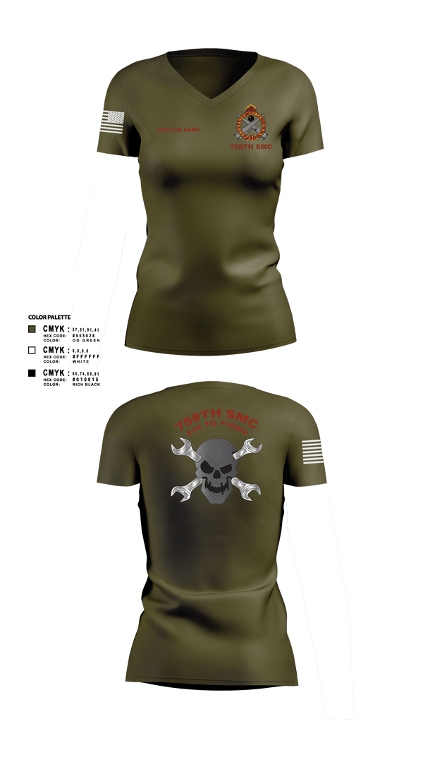 Women's Short Sleeve Vneck Shirt, 758th SMC, Army, Teamtime, Team time, sublimation, custom sports apparel, team uniforms, spirit wear, spiritwear, sports uniforms, custom shirts, team store, custom team store, fundraiser sports, apparel fundraiser