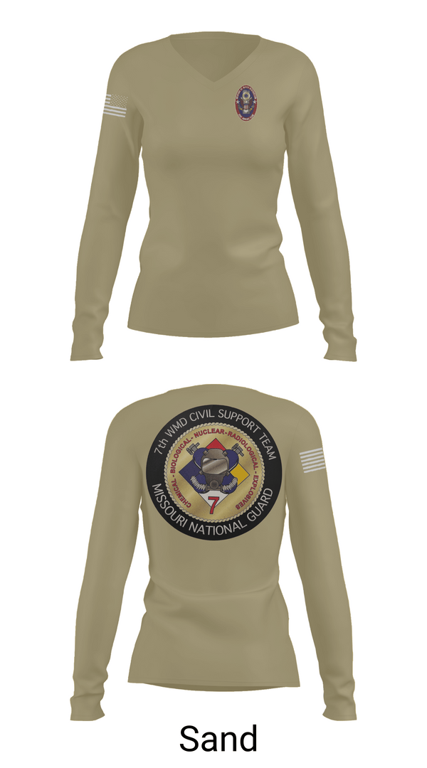 Womens Long Sleeve Vneck Shirt 1, 7th CST, Army, Teamtime, Team time, sublimation, custom sports apparel, team uniforms, spirit wear, spiritwear, sports uniforms, custom shirts, team store, custom team store, fundraiser sports, apparel fundraiser