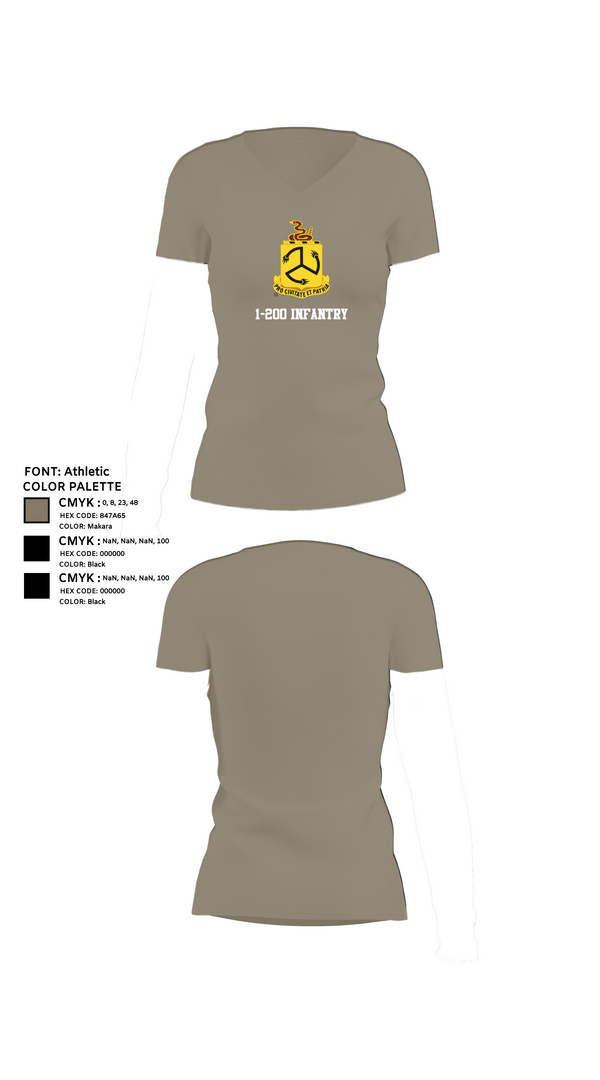 Womens Short Sleeve Vneck Shirt, 1-200 Infantry, National Guard, Teamtime, Team time, sublimation, custom sports apparel, team uniforms, spirit wear, spiritwear, sports uniforms, custom shirts, team store, custom team store, fundraiser sports, apparel fundraiser