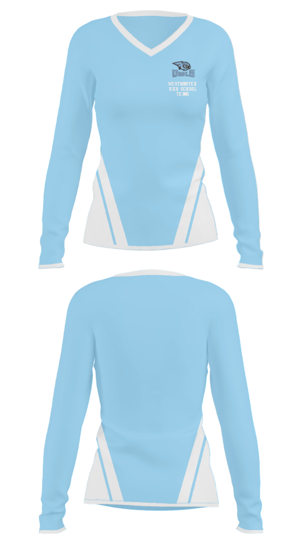 Women's Long Sleeve Vneck Shirt, Westminster High School Tennis, Tennis, Teamtime, Team time, sublimation, custom sports apparel, team uniforms, spirit wear, spiritwear, sports uniforms, custom shirts, team store, custom team store, fundraiser sports, apparel fundraiser