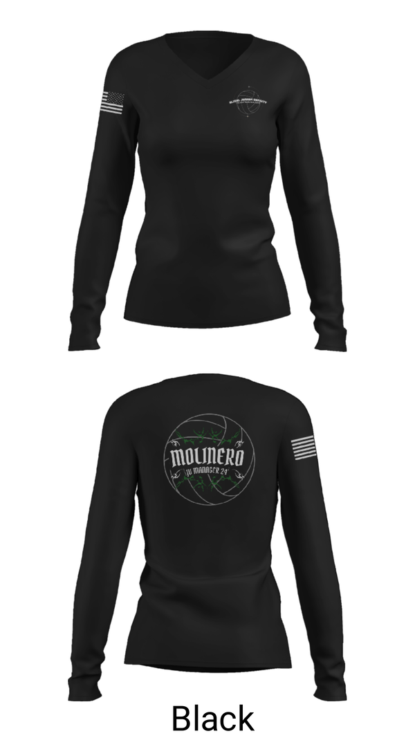 Women's Long Sleeve Vneck Shirt, Alisal High School, Men's Volleyball, Teamtime, Team time, sublimation, custom sports apparel, team uniforms, spirit wear, spiritwear, sports uniforms, custom shirts, team store, custom team store, fundraiser sports, apparel fundraiser