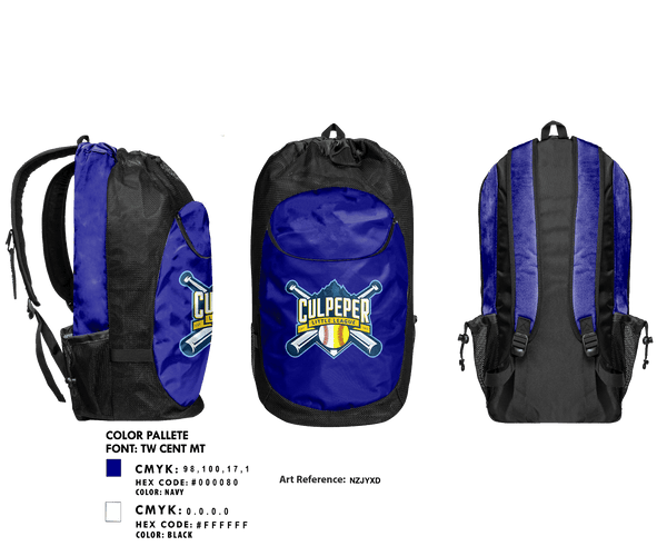 Gear Bag, Culpeper Little League, Baseball, Teamtime, Team time, sublimation, custom sports apparel, team uniforms, spirit wear, spiritwear, sports uniforms, custom shirts, team store, custom team store, fundraiser sports, apparel fundraiser