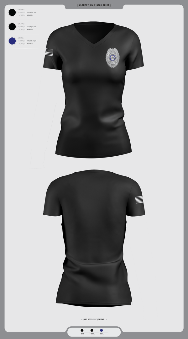 Womens Short Sleeve Vneck Shirt, Dexter Pd, Police, Teamtime, Team time, sublimation, custom sports apparel, team uniforms, spirit wear, spiritwear, sports uniforms, custom shirts, team store, custom team store, fundraiser sports, apparel fundraiser
