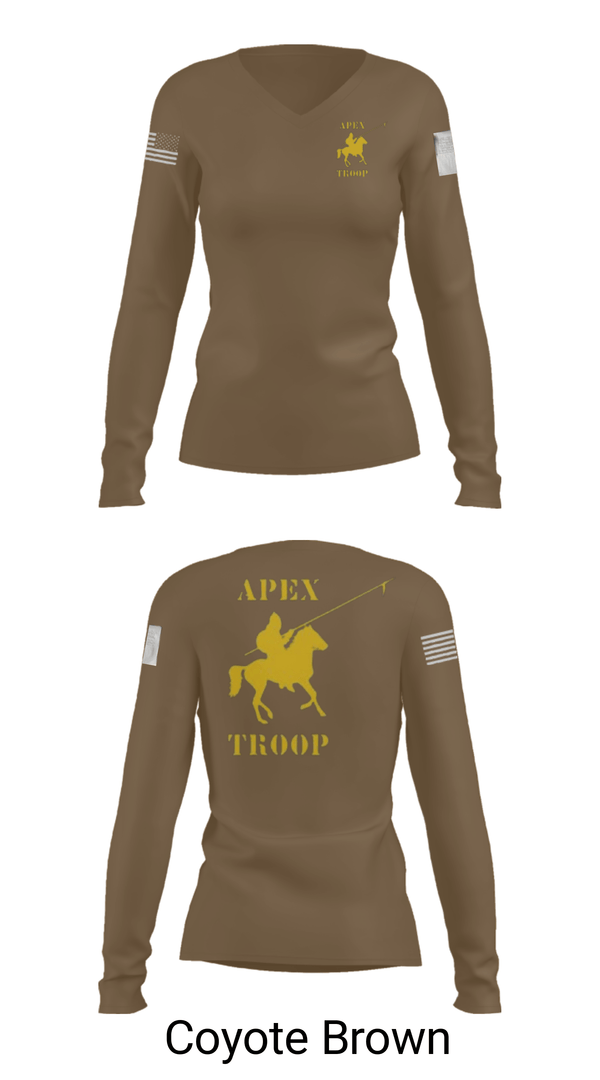 Women's Long Sleeve Vneck Shirt, Alpha Troop, 1-221 CAV, National Guard, Teamtime, Team time, sublimation, custom sports apparel, team uniforms, spirit wear, spiritwear, sports uniforms, custom shirts, team store, custom team store, fundraiser sports, apparel fundraiser