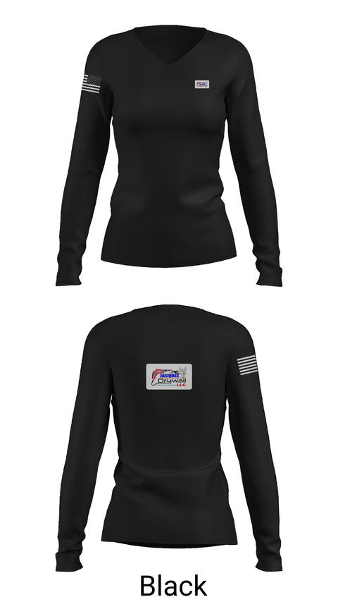 Womens Long Sleeve Vneck Shirt, Jacquez Drywall llc, , Teamtime, Team time, sublimation, custom sports apparel, team uniforms, spirit wear, spiritwear, sports uniforms, custom shirts, team store, custom team store, fundraiser sports, apparel fundraiser