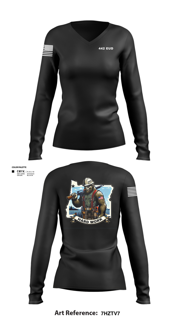 Womens Long Sleeve Vneck Shirt, 442 EUD, National Guard, Teamtime, Team time, sublimation, custom sports apparel, team uniforms, spirit wear, spiritwear, sports uniforms, custom shirts, team store, custom team store, fundraiser sports, apparel fundraiser