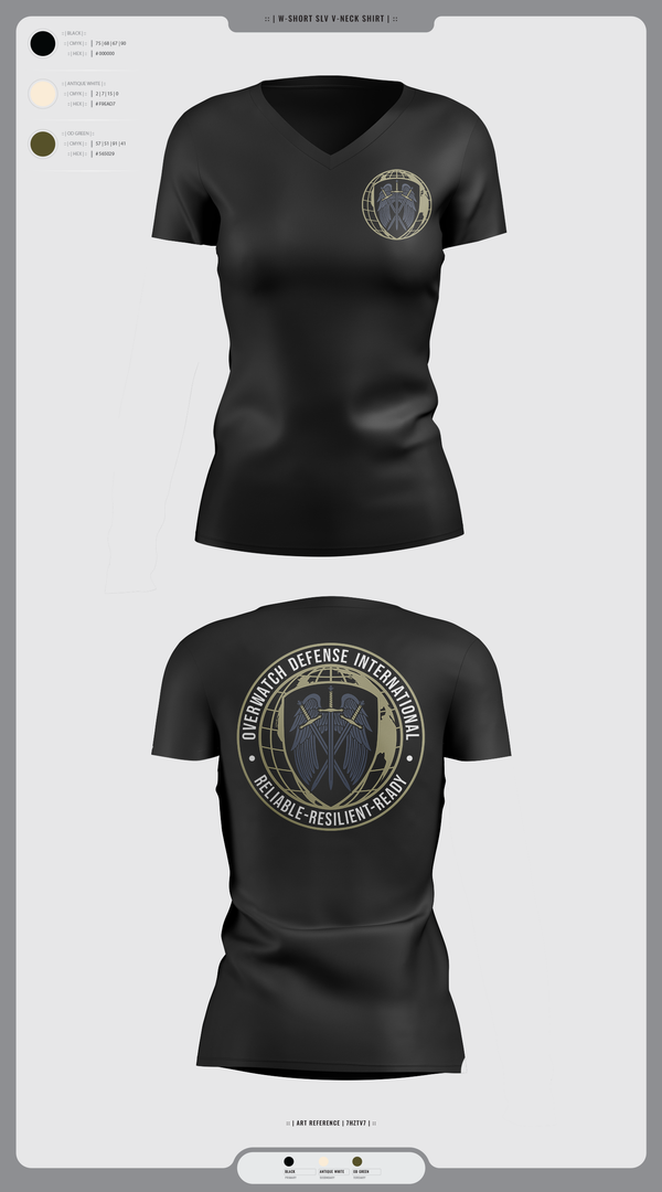 Womens Short Sleeve Vneck Shirt, Overwatch Defense International, , Teamtime, Team time, sublimation, custom sports apparel, team uniforms, spirit wear, spiritwear, sports uniforms, custom shirts, team store, custom team store, fundraiser sports, apparel fundraiser