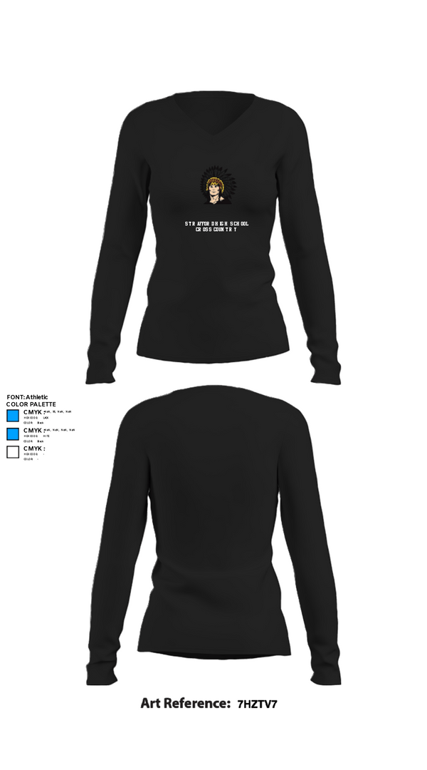 Womens Long Sleeve Vneck Shirt, Strafford High School Cross Country, Cross Country, Teamtime, Team time, sublimation, custom sports apparel, team uniforms, spirit wear, spiritwear, sports uniforms, custom shirts, team store, custom team store, fundraiser sports, apparel fundraiser