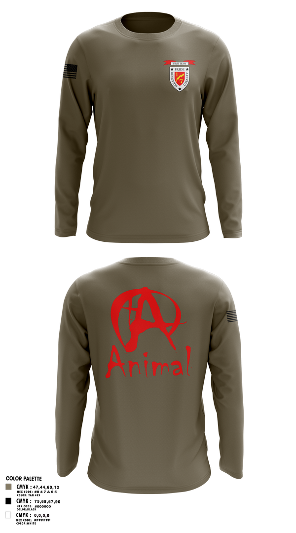 Long Sleeve Performance Shirt, 1/7 animal, Marines, Teamtime, Team time, sublimation, custom sports apparel, team uniforms, spirit wear, spiritwear, sports uniforms, custom shirts, team store, custom team store, fundraiser sports, apparel fundraiser