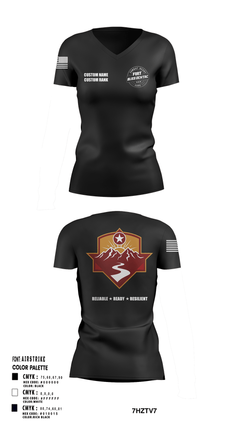 Womens Short Sleeve Vneck Shirt, Fort Bliss DENTAC, Army, Teamtime, Team time, sublimation, custom sports apparel, team uniforms, spirit wear, spiritwear, sports uniforms, custom shirts, team store, custom team store, fundraiser sports, apparel fundraiser