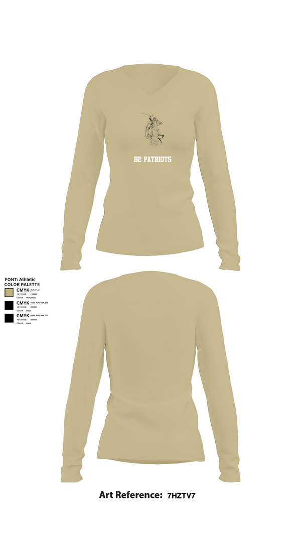 Womens Long Sleeve Vneck Shirt, B2 Patriots, , Teamtime, Team time, sublimation, custom sports apparel, team uniforms, spirit wear, spiritwear, sports uniforms, custom shirts, team store, custom team store, fundraiser sports, apparel fundraiser