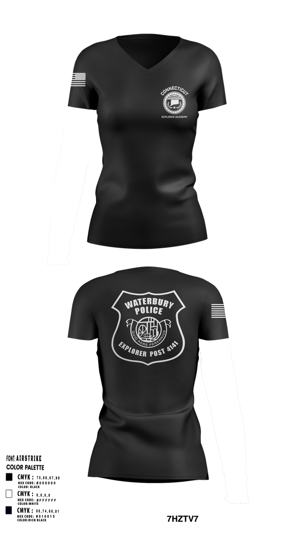 Womens Short Sleeve Vneck Shirt, Waterbury Police Explorers, , Teamtime, Team time, sublimation, custom sports apparel, team uniforms, spirit wear, spiritwear, sports uniforms, custom shirts, team store, custom team store, fundraiser sports, apparel fundraiser