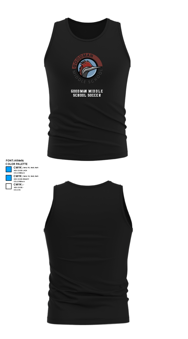 Tank Top, Goodman Middle School Soccer, Men's Soccer, Teamtime, Team time, sublimation, custom sports apparel, team uniforms, spirit wear, spiritwear, sports uniforms, custom shirts, team store, custom team store, fundraiser sports, apparel fundraiser