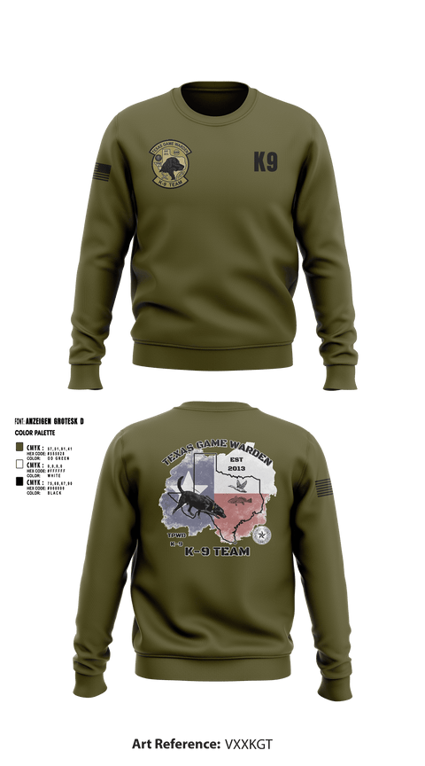 Crew Neck Sweatshirt, TXGW K9, Police, Teamtime, Team time, sublimation, custom sports apparel, team uniforms, spirit wear, spiritwear, sports uniforms, custom shirts, team store, custom team store, fundraiser sports, apparel fundraiser