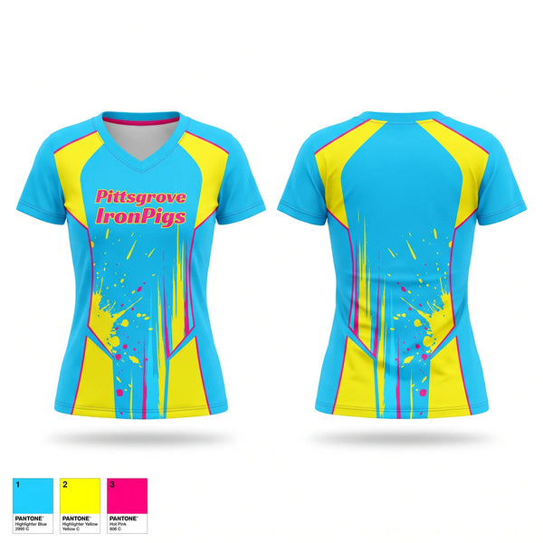 Womens Short Sleeve Vneck Shirt, Pittsgrove IronPigs, Baseball, Teamtime, Team time, sublimation, custom sports apparel, team uniforms, spirit wear, spiritwear, sports uniforms, custom shirts, team store, custom team store, fundraiser sports, apparel fundraiser