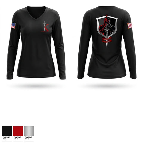 Womens Long Sleeve Vneck Shirt, 37th Forward Resuscitation Surgical Detachment, Army, Teamtime, Team time, sublimation, custom sports apparel, team uniforms, spirit wear, spiritwear, sports uniforms, custom shirts, team store, custom team store, fundraiser sports, apparel fundraiser