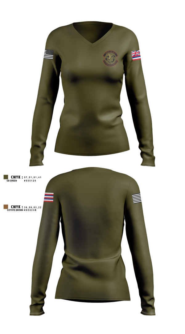 Womens Long Sleeve Vneck Shirt, 150th Electromagnetic Warfare Squadron, , Teamtime, Team time, sublimation, custom sports apparel, team uniforms, spirit wear, spiritwear, sports uniforms, custom shirts, team store, custom team store, fundraiser sports, apparel fundraiser