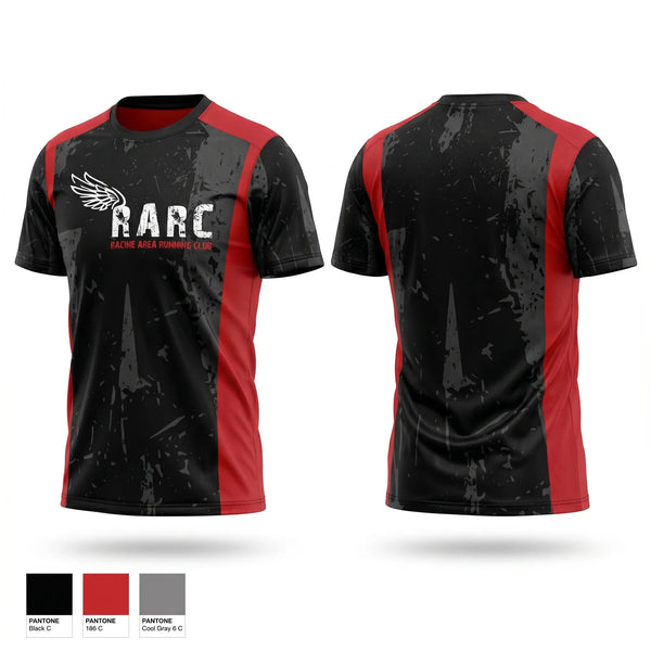 Soft Poly Tee Cotton Like Feel, Racine Area Running Club, Spirit Store, Teamtime, Team time, sublimation, custom sports apparel, team uniforms, spirit wear, spiritwear, sports uniforms, custom shirts, team store, custom team store, fundraiser sports, apparel fundraiser