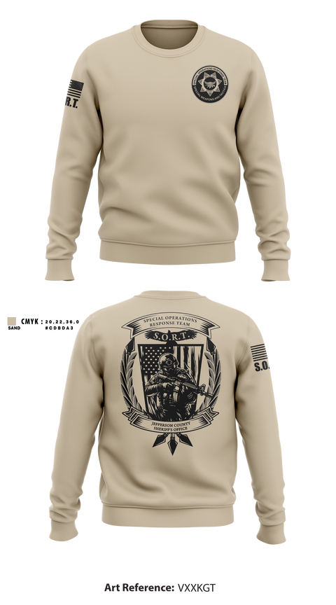 Crew Neck Sweatshirt, Jefferson County Sheriff's Office S.O.R.T., Police, Teamtime, Team time, sublimation, custom sports apparel, team uniforms, spirit wear, spiritwear, sports uniforms, custom shirts, team store, custom team store, fundraiser sports, apparel fundraiser