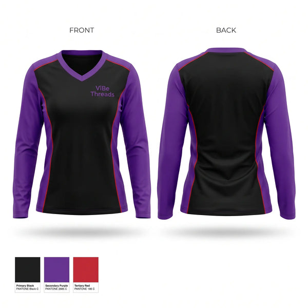 Womens Long Sleeve Vneck Shirt, ViBe Threads, Cheer, Teamtime, Team time, sublimation, custom sports apparel, team uniforms, spirit wear, spiritwear, sports uniforms, custom shirts, team store, custom team store, fundraiser sports, apparel fundraiser