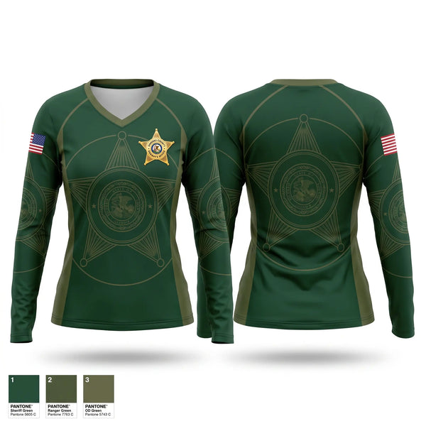 Womens Long Sleeve Vneck Shirt, Bureau County Sheriff’s Office, Police, Teamtime, Team time, sublimation, custom sports apparel, team uniforms, spirit wear, spiritwear, sports uniforms, custom shirts, team store, custom team store, fundraiser sports, apparel fundraiser