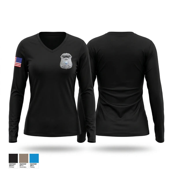 Womens Long Sleeve Vneck Shirt, Westland Police Department, Police, Teamtime, Team time, sublimation, custom sports apparel, team uniforms, spirit wear, spiritwear, sports uniforms, custom shirts, team store, custom team store, fundraiser sports, apparel fundraiser