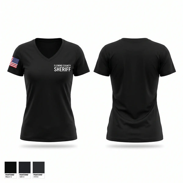 Womens Short Sleeve Vneck Shirt, Fleming County Sheriff, Police, Teamtime, Team time, sublimation, custom sports apparel, team uniforms, spirit wear, spiritwear, sports uniforms, custom shirts, team store, custom team store, fundraiser sports, apparel fundraiser