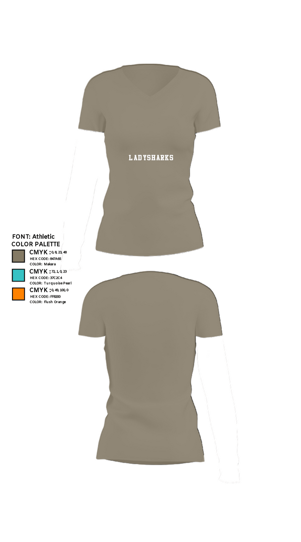 Women's Short Sleeve Vneck Shirt, LadySharks, Women's Volleyball, Teamtime, Team time, sublimation, custom sports apparel, team uniforms, spirit wear, spiritwear, sports uniforms, custom shirts, team store, custom team store, fundraiser sports, apparel fundraiser