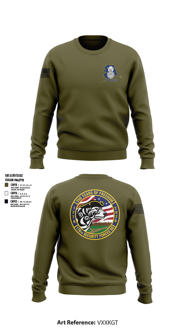 Crew Neck Sweatshirt, 176 SFS, National Guard, Teamtime, Team time, sublimation, custom sports apparel, team uniforms, spirit wear, spiritwear, sports uniforms, custom shirts, team store, custom team store, fundraiser sports, apparel fundraiser