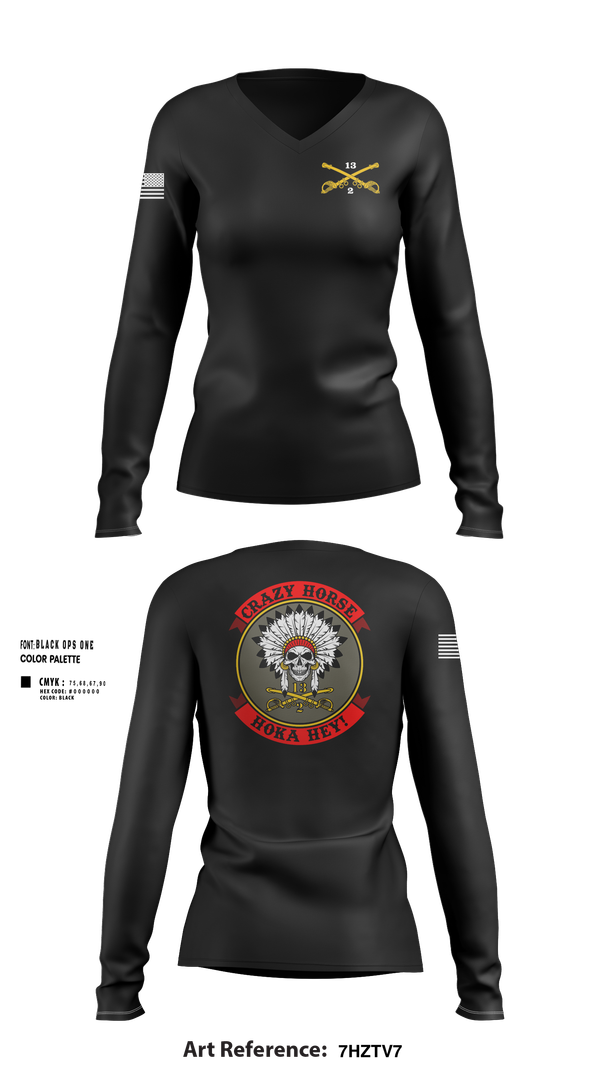 Womens Long Sleeve Vneck Shirt, C TROOP 2/13 CAV, , Teamtime, Team time, sublimation, custom sports apparel, team uniforms, spirit wear, spiritwear, sports uniforms, custom shirts, team store, custom team store, fundraiser sports, apparel fundraiser