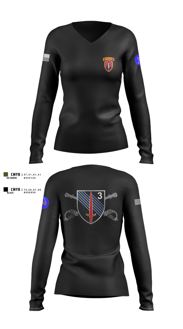 Womens Long Sleeve Vneck Shirt, 5th SFAB, Army, Teamtime, Team time, sublimation, custom sports apparel, team uniforms, spirit wear, spiritwear, sports uniforms, custom shirts, team store, custom team store, fundraiser sports, apparel fundraiser