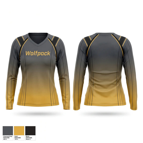 Womens Long Sleeve Vneck Shirt, Wolfpack, Softball, Teamtime, Team time, sublimation, custom sports apparel, team uniforms, spirit wear, spiritwear, sports uniforms, custom shirts, team store, custom team store, fundraiser sports, apparel fundraiser