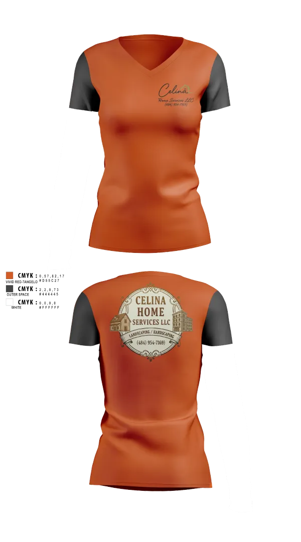 Womens Short Sleeve Vneck Shirt, Celina Home Services LLC, Men's Soccer, Teamtime, Team time, sublimation, custom sports apparel, team uniforms, spirit wear, spiritwear, sports uniforms, custom shirts, team store, custom team store, fundraiser sports, apparel fundraiser