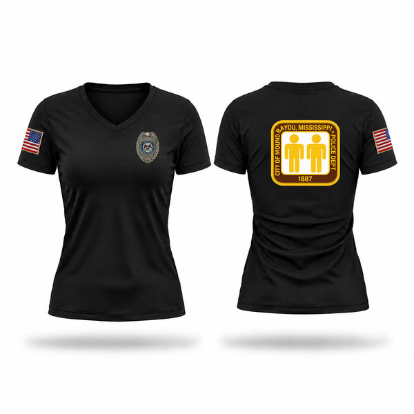 Womens Short Sleeve Vneck Shirt, Mound Bayou Police Dept., Police, Teamtime, Team time, sublimation, custom sports apparel, team uniforms, spirit wear, spiritwear, sports uniforms, custom shirts, team store, custom team store, fundraiser sports, apparel fundraiser
