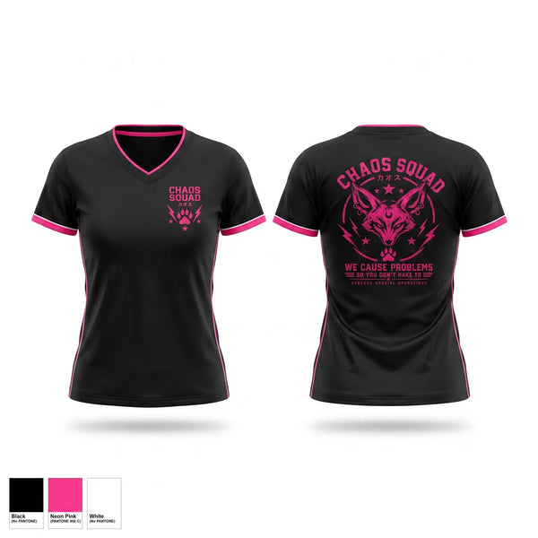 Womens Short Sleeve Vneck Shirt, Choas unit, E-Sports, Teamtime, Team time, sublimation, custom sports apparel, team uniforms, spirit wear, spiritwear, sports uniforms, custom shirts, team store, custom team store, fundraiser sports, apparel fundraiser