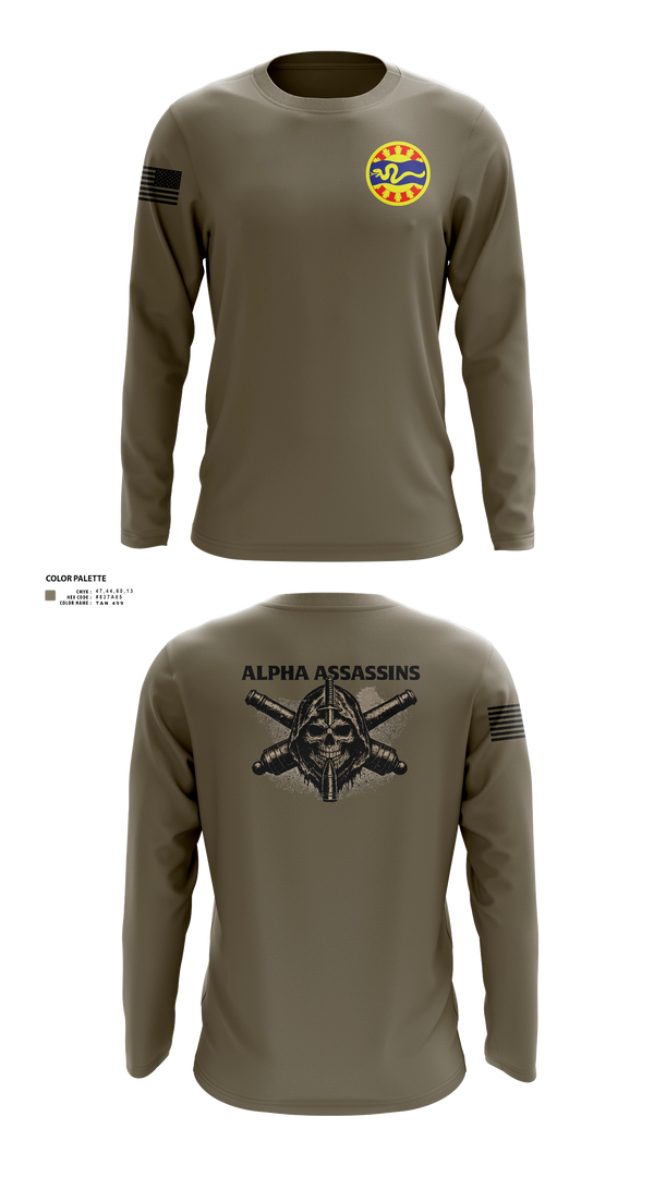 Long Sleeve Performance Shirt, 1-148 FA A Btry, National Guard, Teamtime, Team time, sublimation, custom sports apparel, team uniforms, spirit wear, spiritwear, sports uniforms, custom shirts, team store, custom team store, fundraiser sports, apparel fundraiser