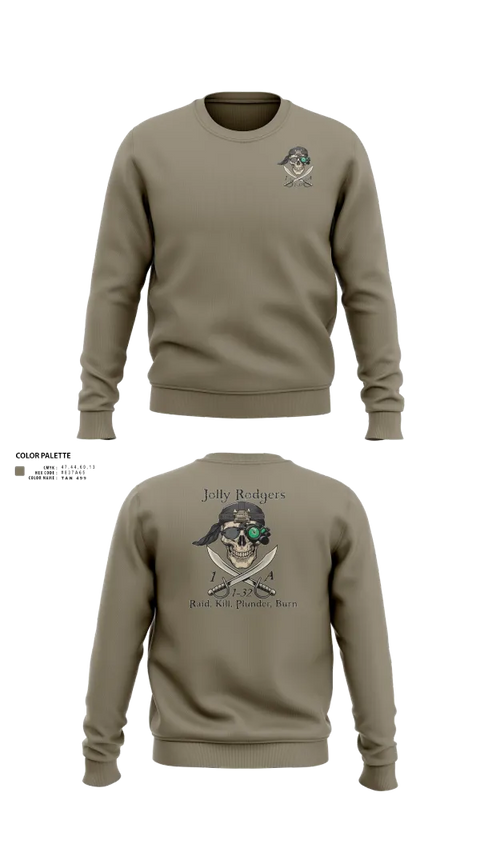 Crew Neck Sweatshirt, 1st Platoon Jolly Rodgers, Army, Teamtime, Team time, sublimation, custom sports apparel, team uniforms, spirit wear, spiritwear, sports uniforms, custom shirts, team store, custom team store, fundraiser sports, apparel fundraiser