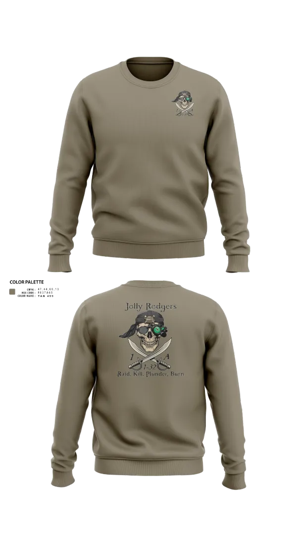 Crew Neck Sweatshirt, 1st Platoon Jolly Rodgers, Army, Teamtime, Team time, sublimation, custom sports apparel, team uniforms, spirit wear, spiritwear, sports uniforms, custom shirts, team store, custom team store, fundraiser sports, apparel fundraiser