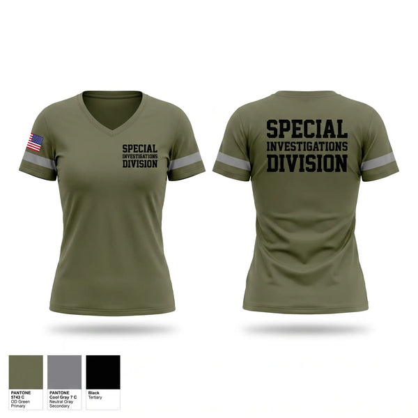 Womens Short Sleeve Vneck Shirt, Special Investigations Division, Police, Teamtime, Team time, sublimation, custom sports apparel, team uniforms, spirit wear, spiritwear, sports uniforms, custom shirts, team store, custom team store, fundraiser sports, apparel fundraiser
