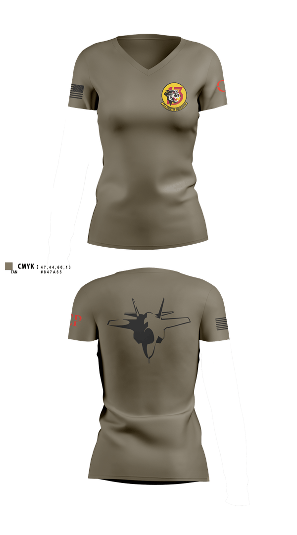 Womens Short Sleeve Vneck Shirt, 13th Fighter Squadron, Air Force, Teamtime, Team time, sublimation, custom sports apparel, team uniforms, spirit wear, spiritwear, sports uniforms, custom shirts, team store, custom team store, fundraiser sports, apparel fundraiser