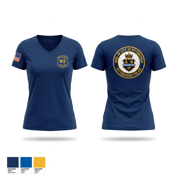 Womens Short Sleeve Vneck Shirt, Pittsburgh police zone 2, Police, Teamtime, Team time, sublimation, custom sports apparel, team uniforms, spirit wear, spiritwear, sports uniforms, custom shirts, team store, custom team store, fundraiser sports, apparel fundraiser